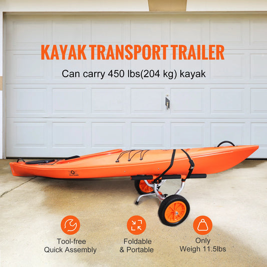 Kayak Cart 450lbs Detachable Canoe Trolley Cart with 12'' Tires