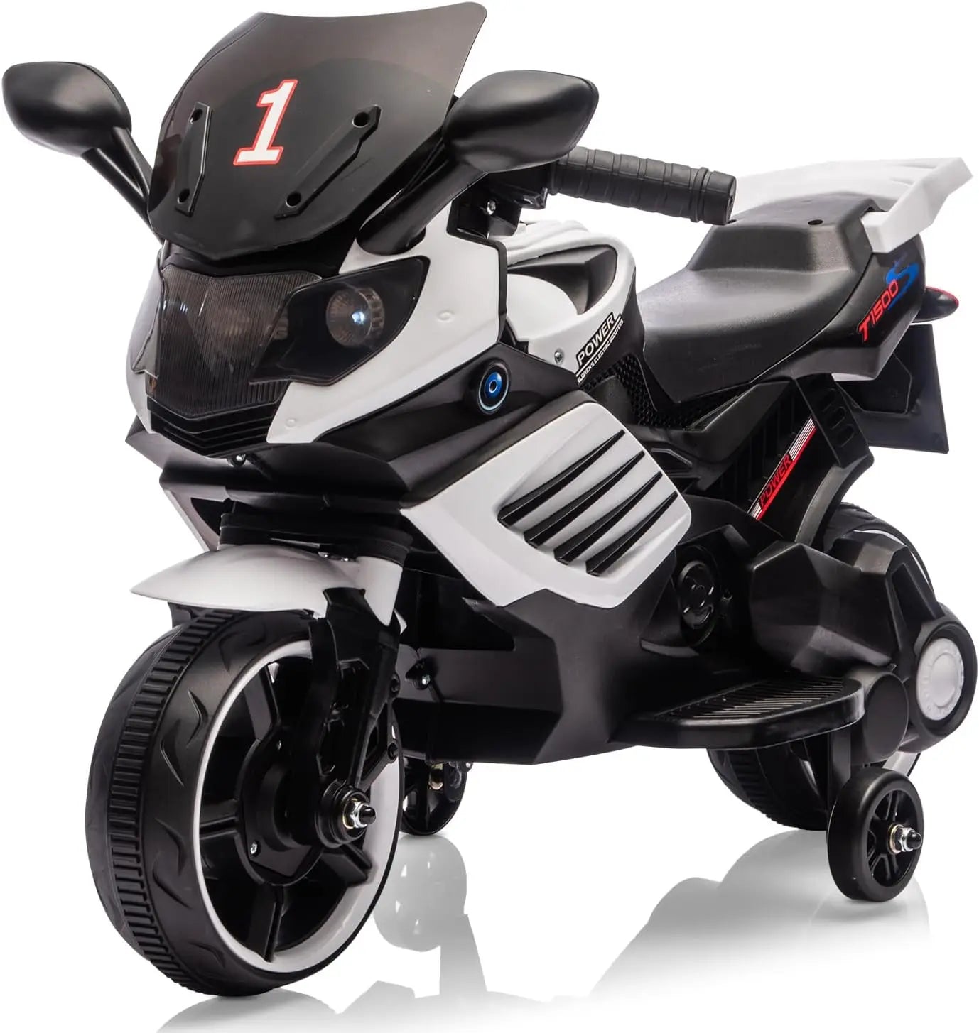6V Kids Motorcycle, Electric Ride On Car Toy with Training Wheels, Working Headlight, Horn & Music Boys Girls 3-6Y