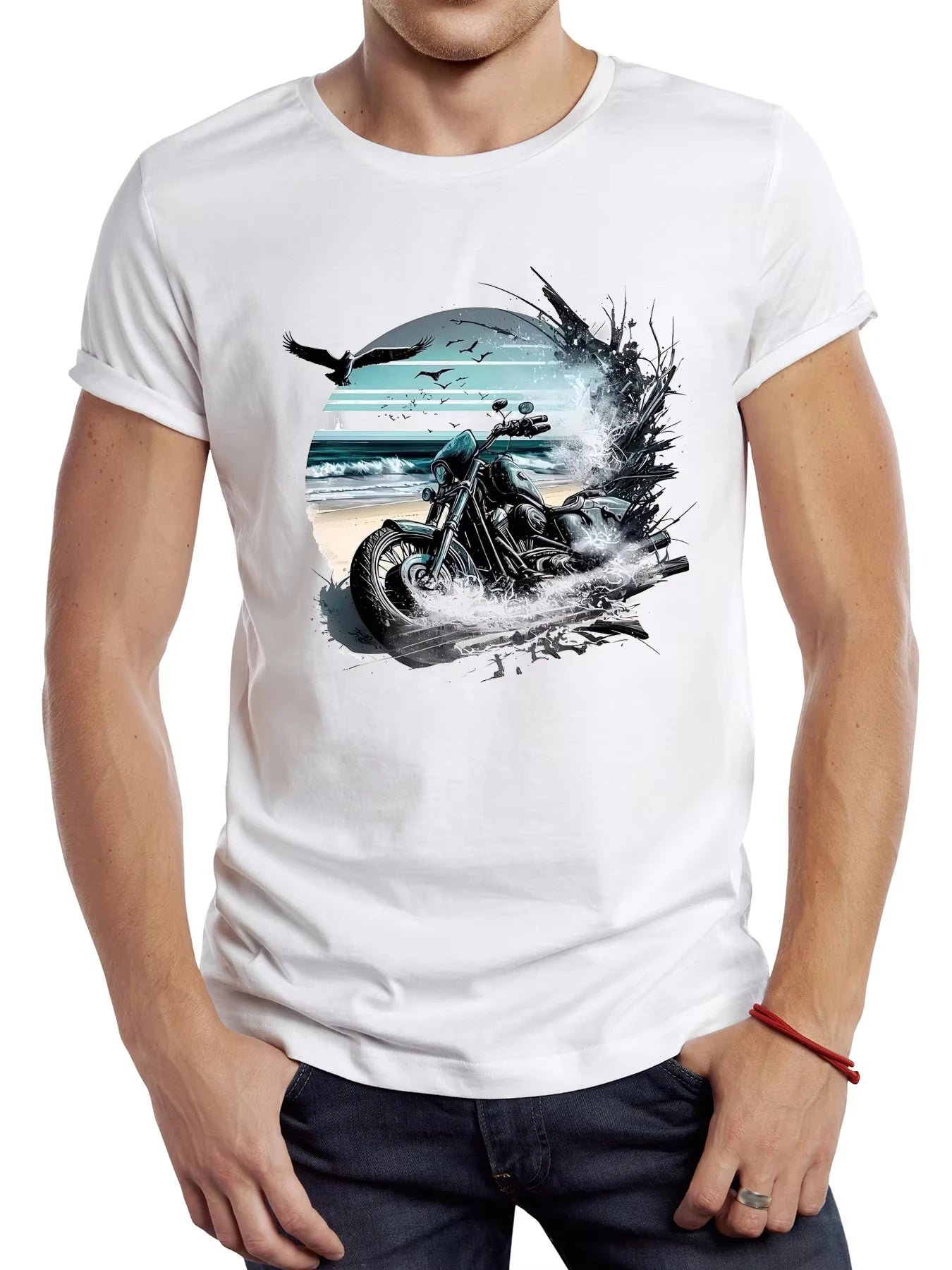 Vintage Dirty Motorcycle Men T Shirt Casual Cool Rider Male Tops Hipster Retro Motocross Printed Tee