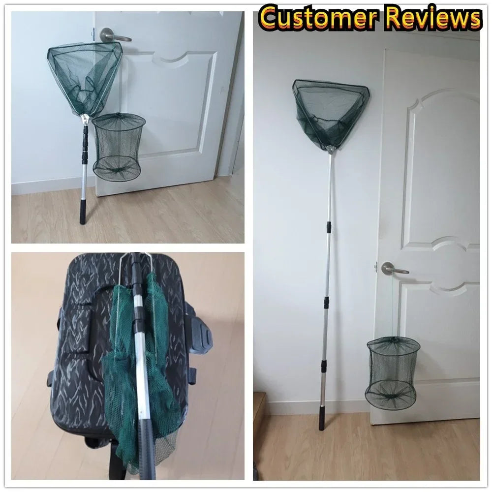 190CM Portable Fishing Net Telescopic Folding Aluminum Pole