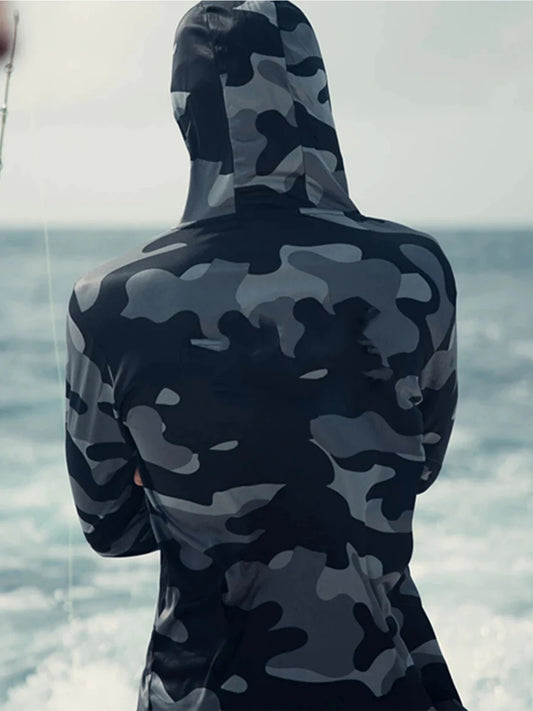 Fishing Hoodie Men Long Sleeve Sun Protection