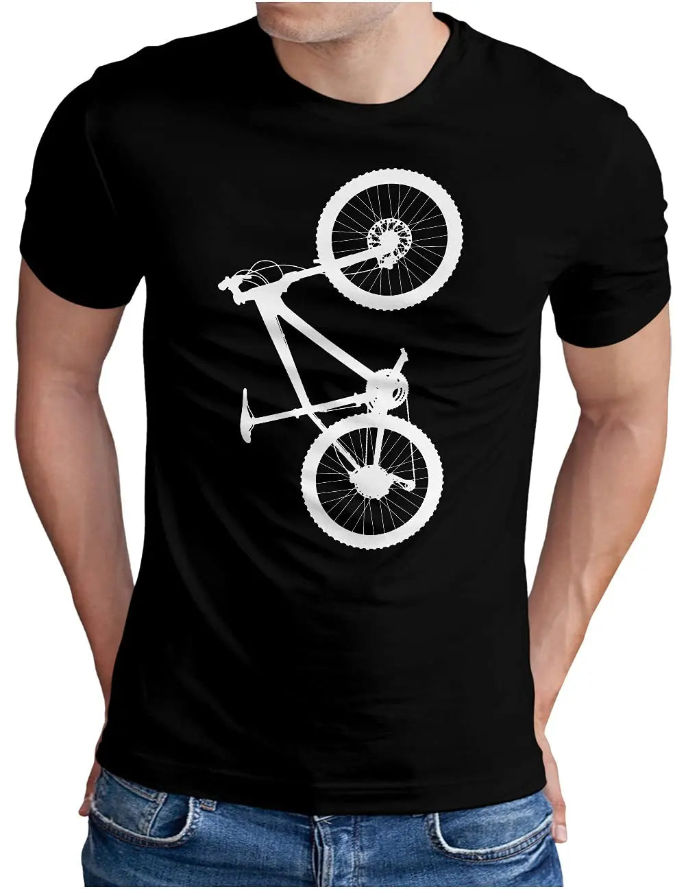 Casual Cotton T-Shirt with Bicycle Print Short Sleeve Round Neck awesome at the track