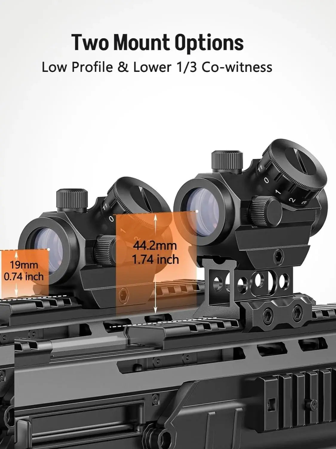2MOA Red Dot Sight 1x25mm Reflex Sight Waterproof & Shockproof & Fog-Proof Red Dot Scope with 1 inch Riser Mount