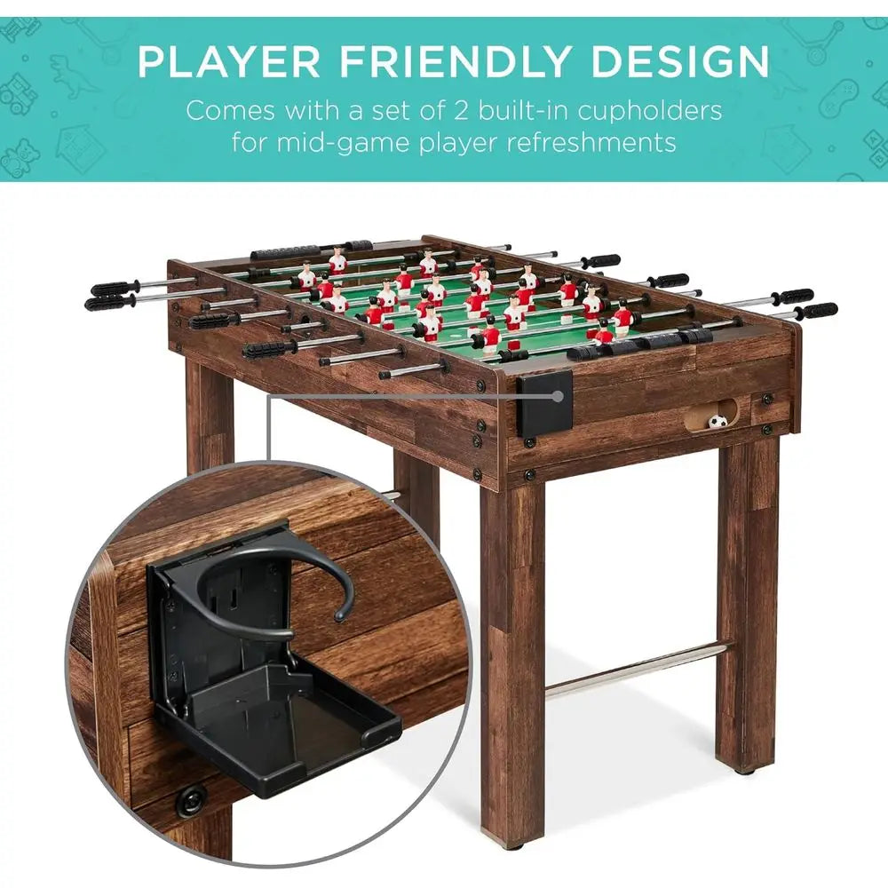 Competition Sized Foosball Table, Arcade Soccer Table for Home, Game Room, w/2 Balls, 2 Cup Holders
