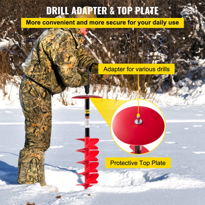 6\" Diameter Nylon Ice Auger 39\" Length Ice Auger Bit Auger Drill with 11.8\" Extension Rod Auger Bit