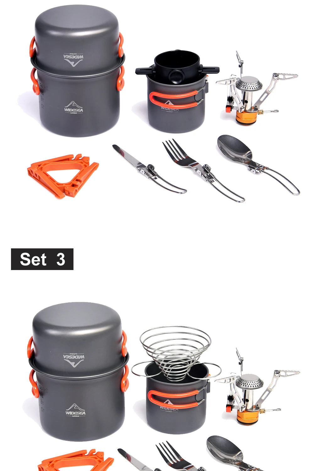Camping Cookware Set Outdoor Tableware Equipment Supplies Burner Stove Folding Knife Fork Portable Pot Suit Tourism Cup