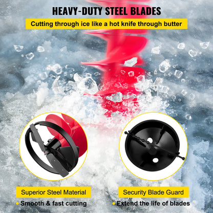 6\" Diameter Nylon Ice Auger 39\" Length Ice Auger Bit Auger Drill with 11.8\" Extension Rod Auger Bit
