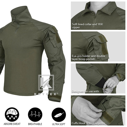 KRYDEX Camouflage Shirt & Pants Kit For Outdoor Hunting Hiking Gear