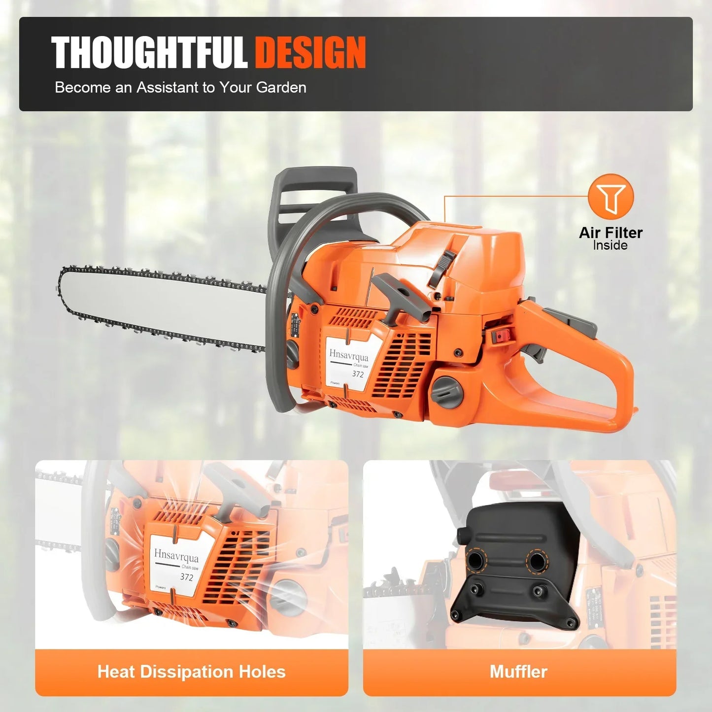 72CC 24" 2 Stroke Handheld Cordless Chain Saw, Gas Powered Chainsaw, Petrol Powered Chain Saw for Trees Wood Cutting