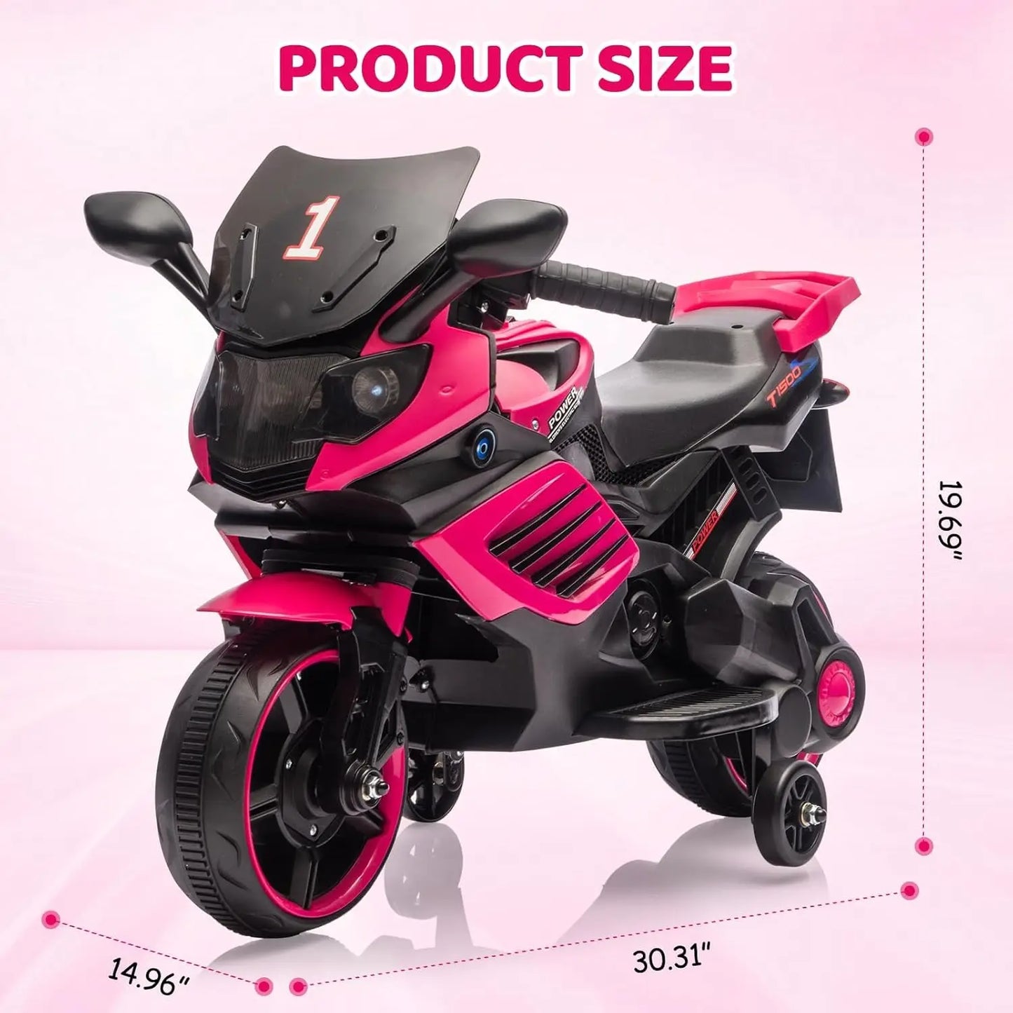 6V Kids Motorcycle, Electric Ride On Car Toy with Training Wheels, Working Headlight, Horn & Music Boys Girls 3-6Y