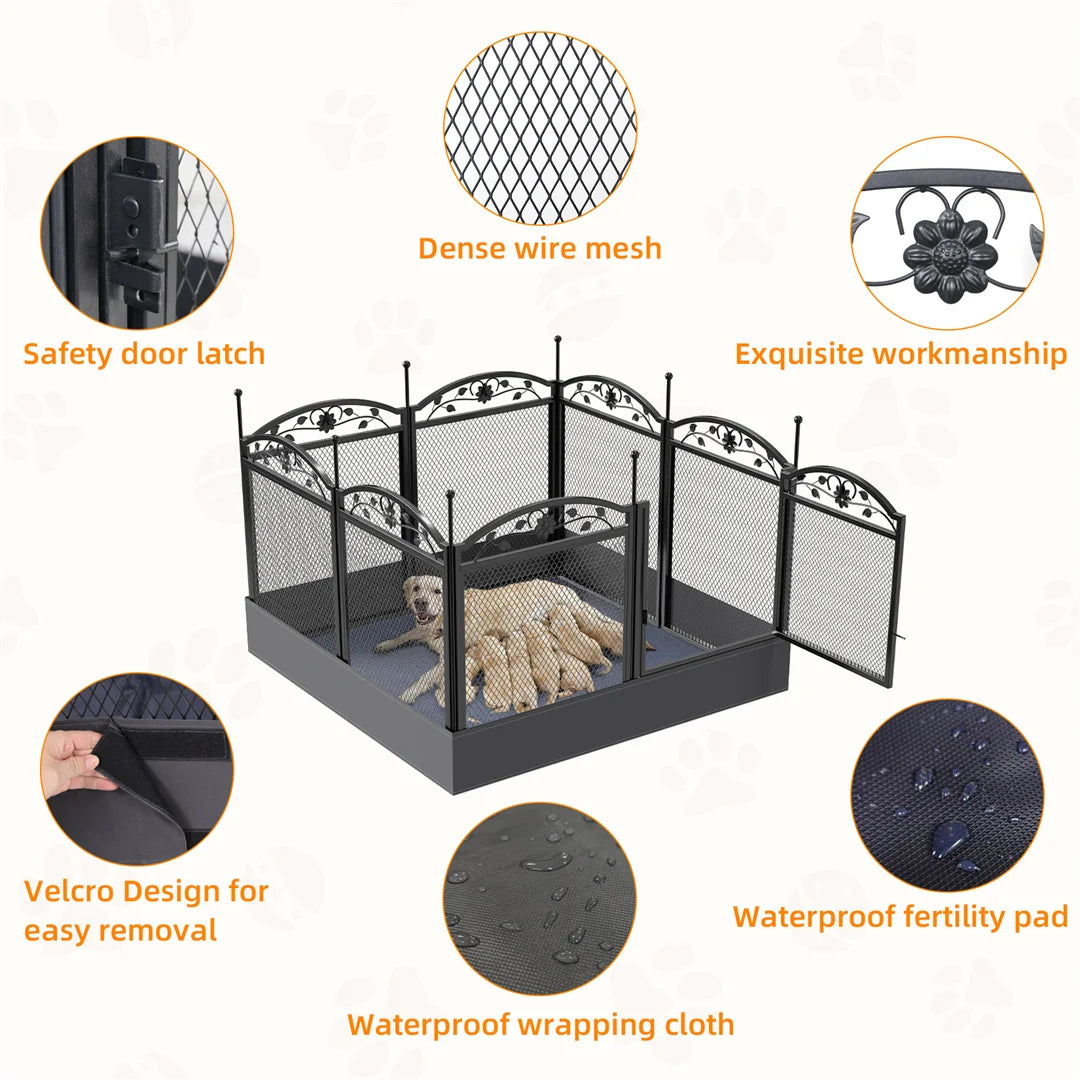 8 Panels DIY Heavy Duty Dog Pen Outdoor Indoor Metal Fence