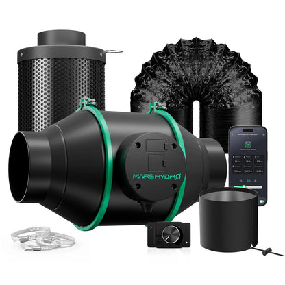 2025 Mars Hydro 4'' 6'' Smart Ifresh Inline Ducting Fan Ventilation Kits with Carbon Filter for Grow Tent Kits