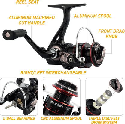 Ice Fishing Rod and Reel Combo with Backpack Seat, Lures, and Accessories for Winter Angling