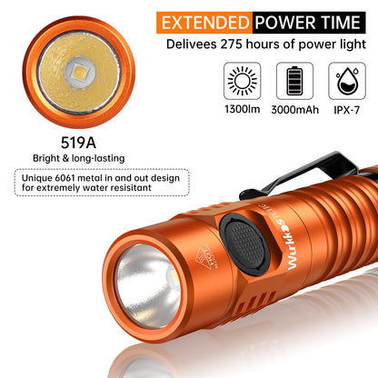 FC11C Nichia 519A Buck Circuit Flashlight Max ouput 1200 LM USB C Rechargeable EDC Torch