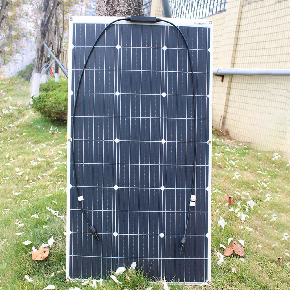 12V Flexible Solar Panel Kit 100W 200W Monocrystalline Waterproof with Controller for RV Camping Outdoor