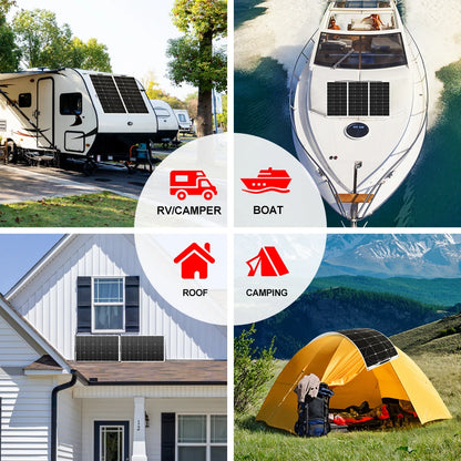 18V 100-400W Flexible Waterproof Monocrystalline Solar Panels