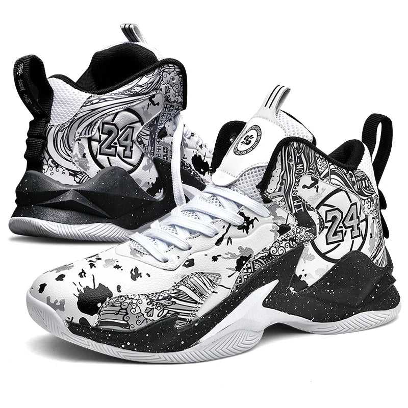 Men's Basketball Shoes No-Slip Breathable Outdoor Shoes Fashion Graffiti