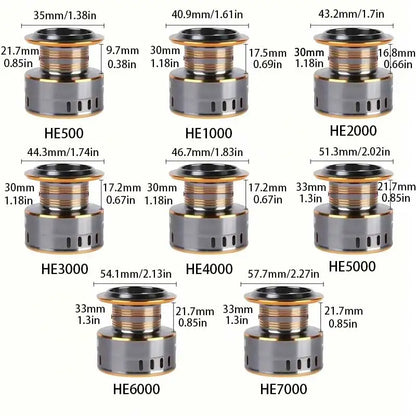 1 Piece Two-Hand Rotating Fishing Reel, He1000-7000 Series, 5.2:1 Gear Ratio, 22.05lb Extraction, Smooth and Sensitive Aluminum Alloy Body, Pa Nylon, Left/Right Hands Suitable for Freshwater and Saltwater