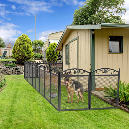 8 Panels DIY Heavy Duty Dog Pen Outdoor Indoor Metal Fence