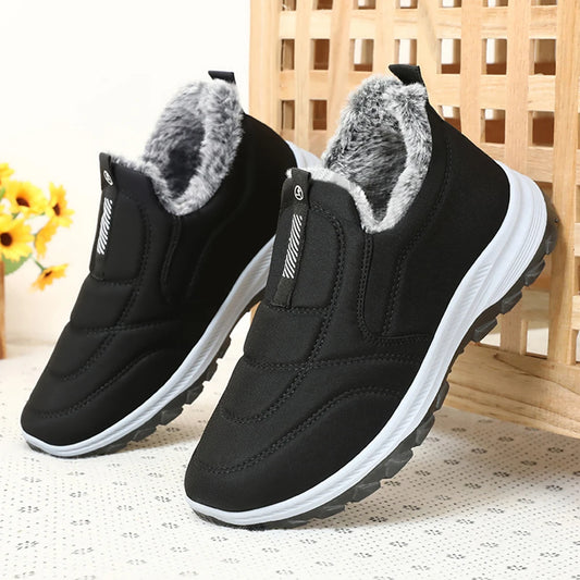Warm Walking Shoes Lightweight Thermal Ankle Non-slip Slip On Sneakers Thick Fur