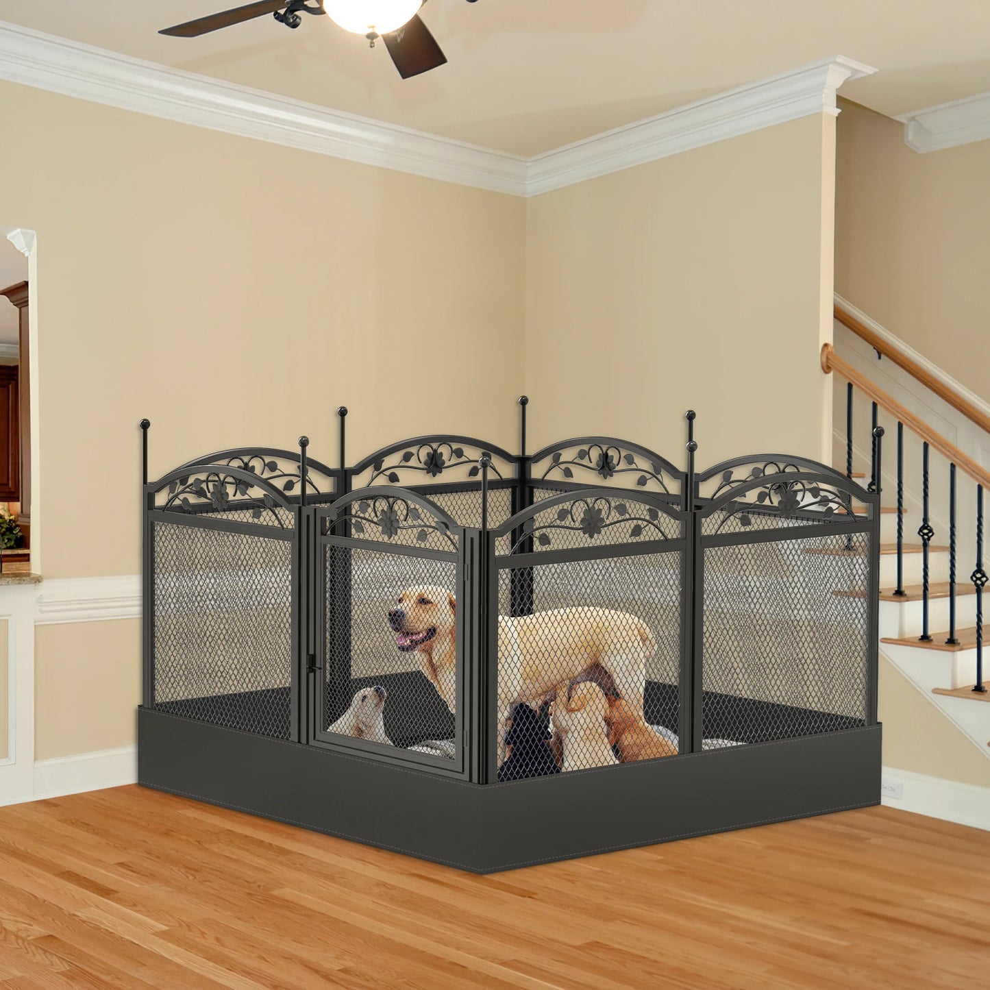 8 Panels DIY Heavy Duty Dog Pen Outdoor Indoor Metal Fence
