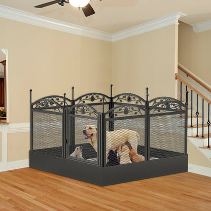 8 Panels DIY Heavy Duty Dog Pen Outdoor Indoor Metal Fence