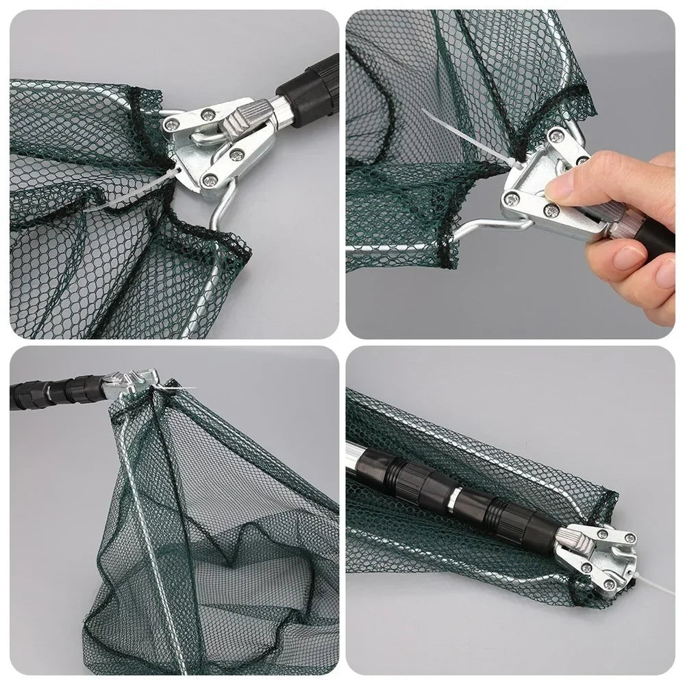 190CM Portable Fishing Net Telescopic Folding Aluminum Pole