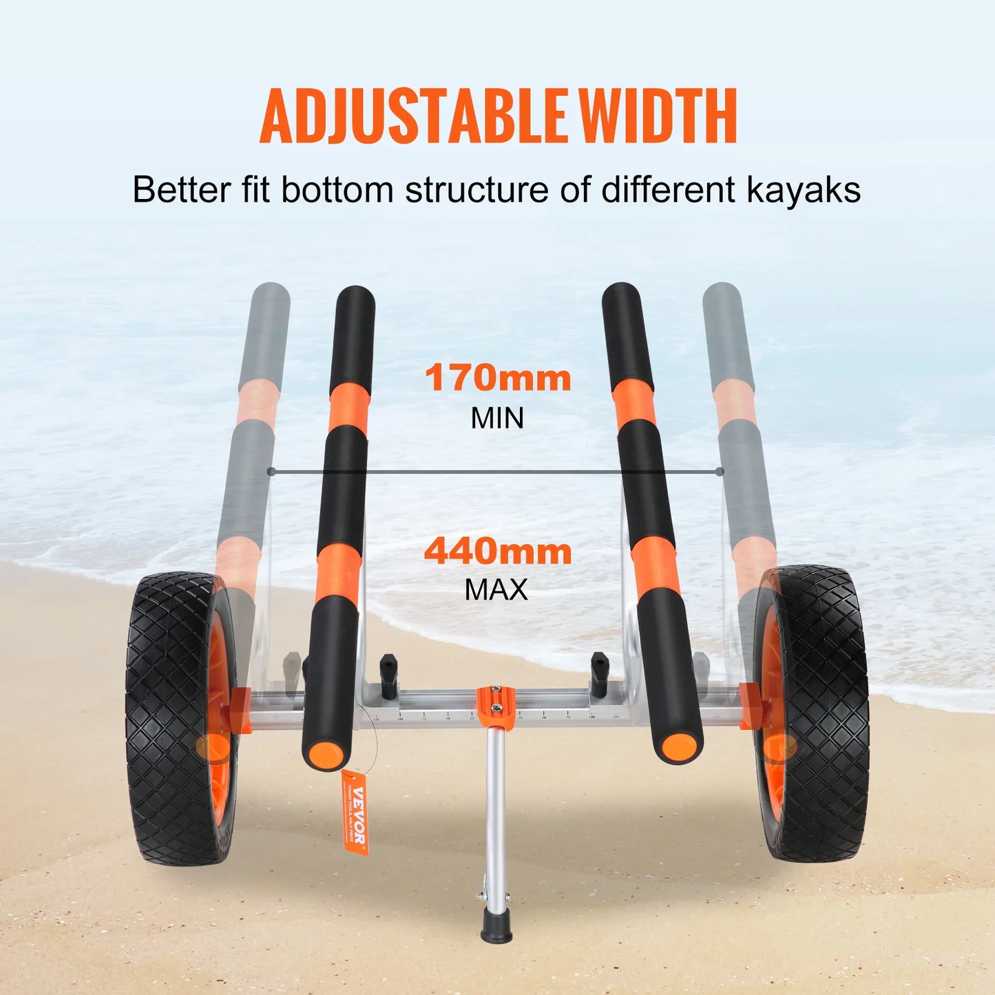 Kayak Cart 450lbs Detachable Canoe Trolley Cart with 12'' Tires