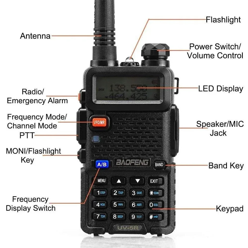 2pcs BAOFENG UV-5R 5W 8W High Power Dual Band Two Way Radio Long Range Handheld Portable Walkies Talkies