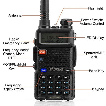 2pcs BAOFENG UV-5R 5W 8W High Power Dual Band Two Way Radio Long Range Handheld Portable Walkies Talkies
