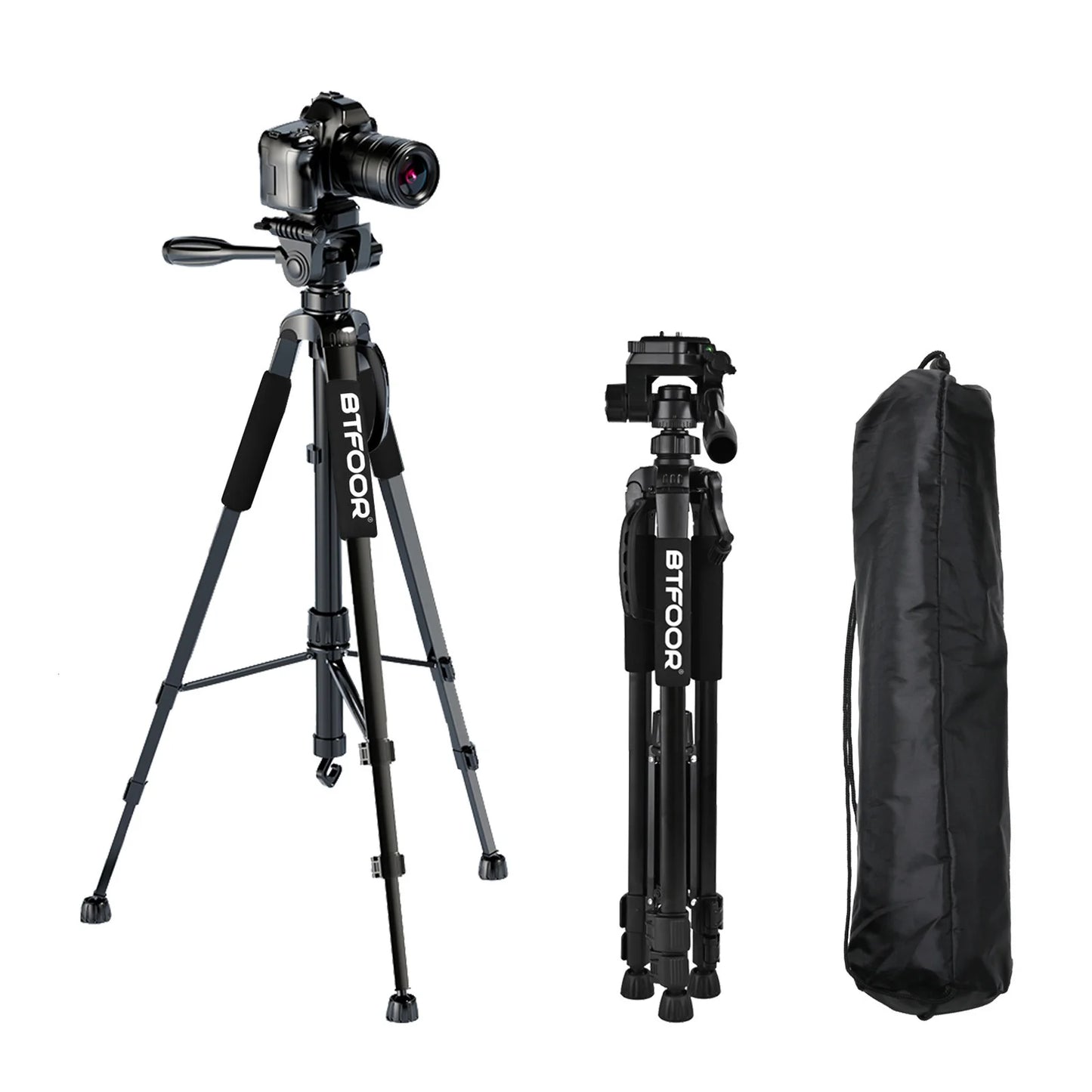 Tripod  Aluminum Tall 55” 140CM Stand With Quick Plates Mount Pan Head For Canon Nikon DSLR SLR Digital Camera