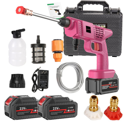 Portable Cordless Handheld High Pressure Wash Gun, 2 Rechargeable Battery Powered, Nozzle Stainless Steel take anywhere camping, boating