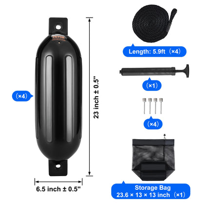 Marine Boat Dock Fender Bumper with Air Pump 4 Ropes