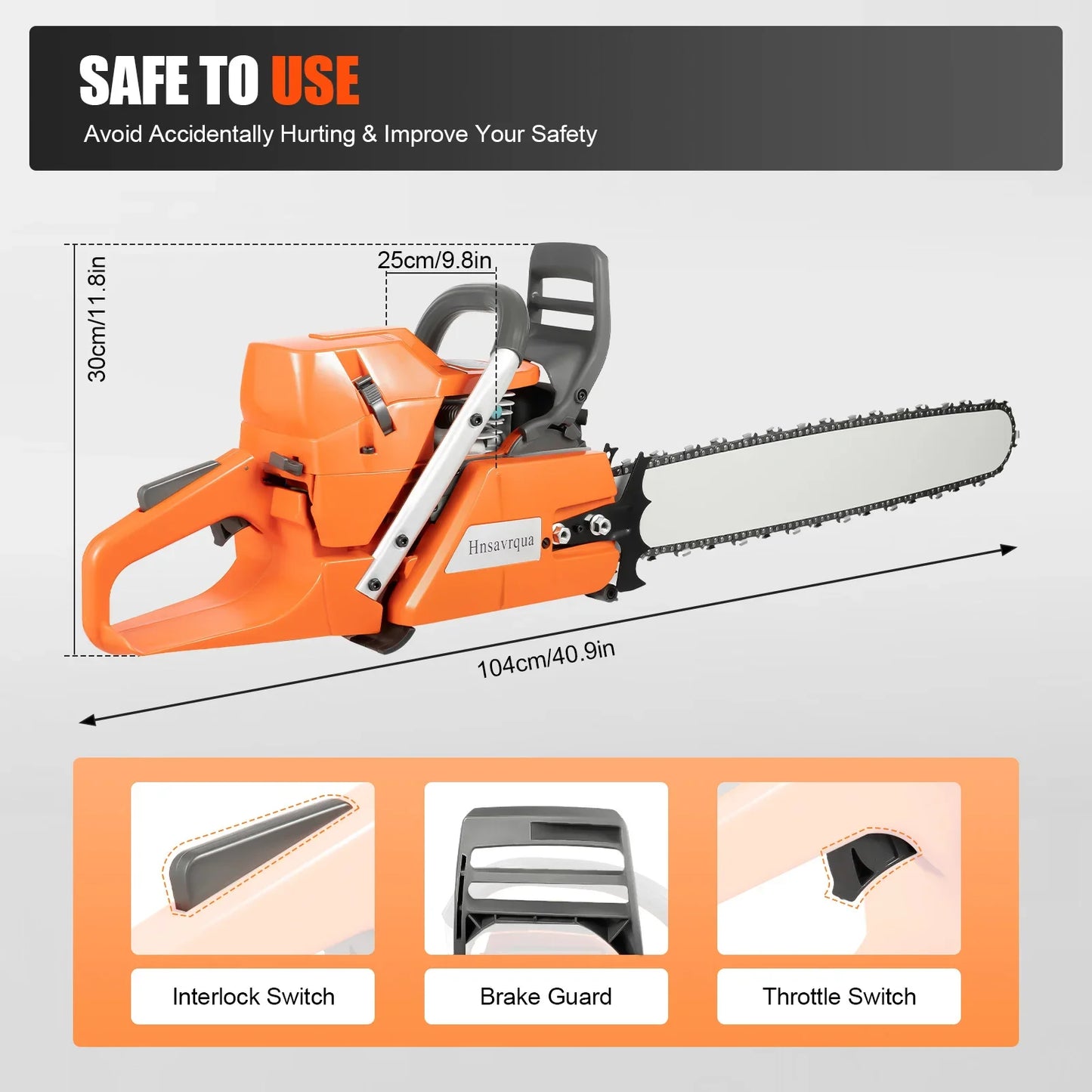 72CC 24" 2 Stroke Handheld Cordless Chain Saw, Gas Powered Chainsaw, Petrol Powered Chain Saw for Trees Wood Cutting