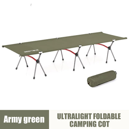 Camping Cot with Leg Extenders Portable Folding Bed Ultralight Aluminum Alloy Sleeping Cot for Outdoor Hiking Travel
