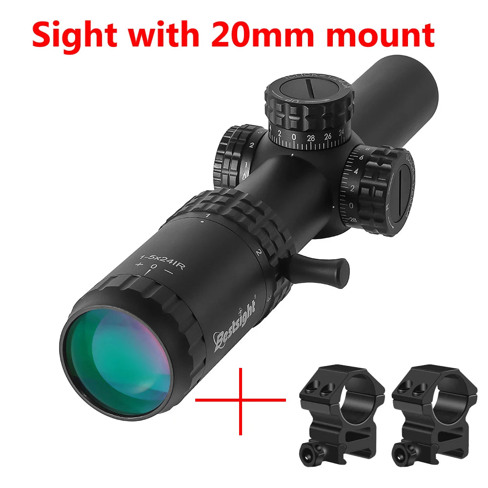 1-5X24 Tactical Optical Rifle Scope Red and Green Illuminated Reticle Ar15 Sight