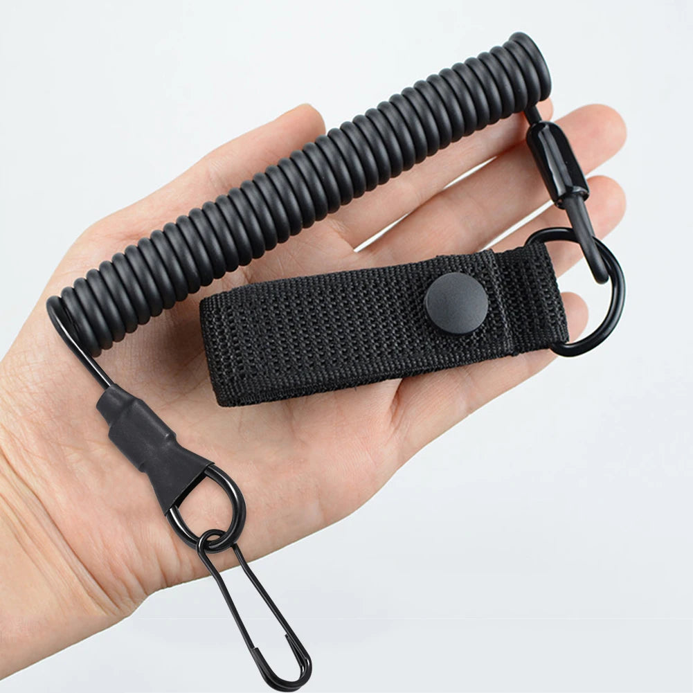Outdoor Tactic Spring Lanyard Elastic Retractable Waist Hanging for hand Guns Rifle Sling