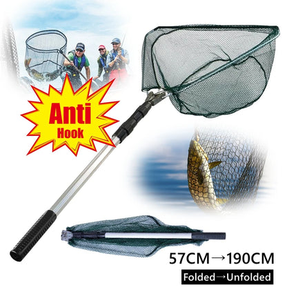 190CM Portable Fishing Net Telescopic Folding Aluminum Pole