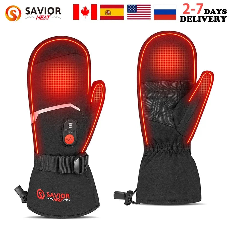 Savior Heat Winter Mittens Heated Gloves Rechargeable Battery for Men Women