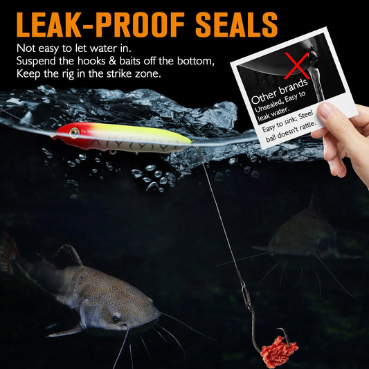 Dovesun Catfish Float Rigs with Catfish Rattles Rattling Catfish Tackle for Bank Fishing Santee Rig 6PCS