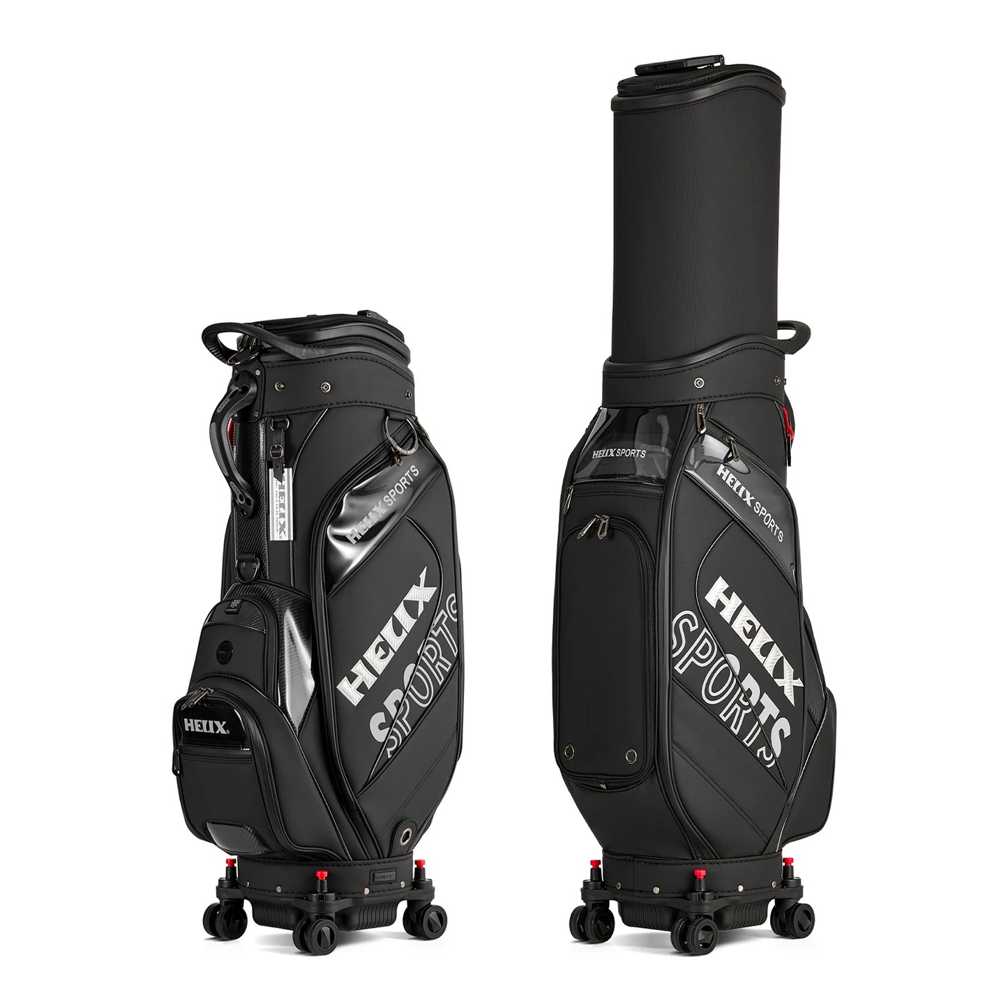 Golf Bag - 4 Wheels with Locking System, Retractable Hard Top for Club Protection During Airline Travel