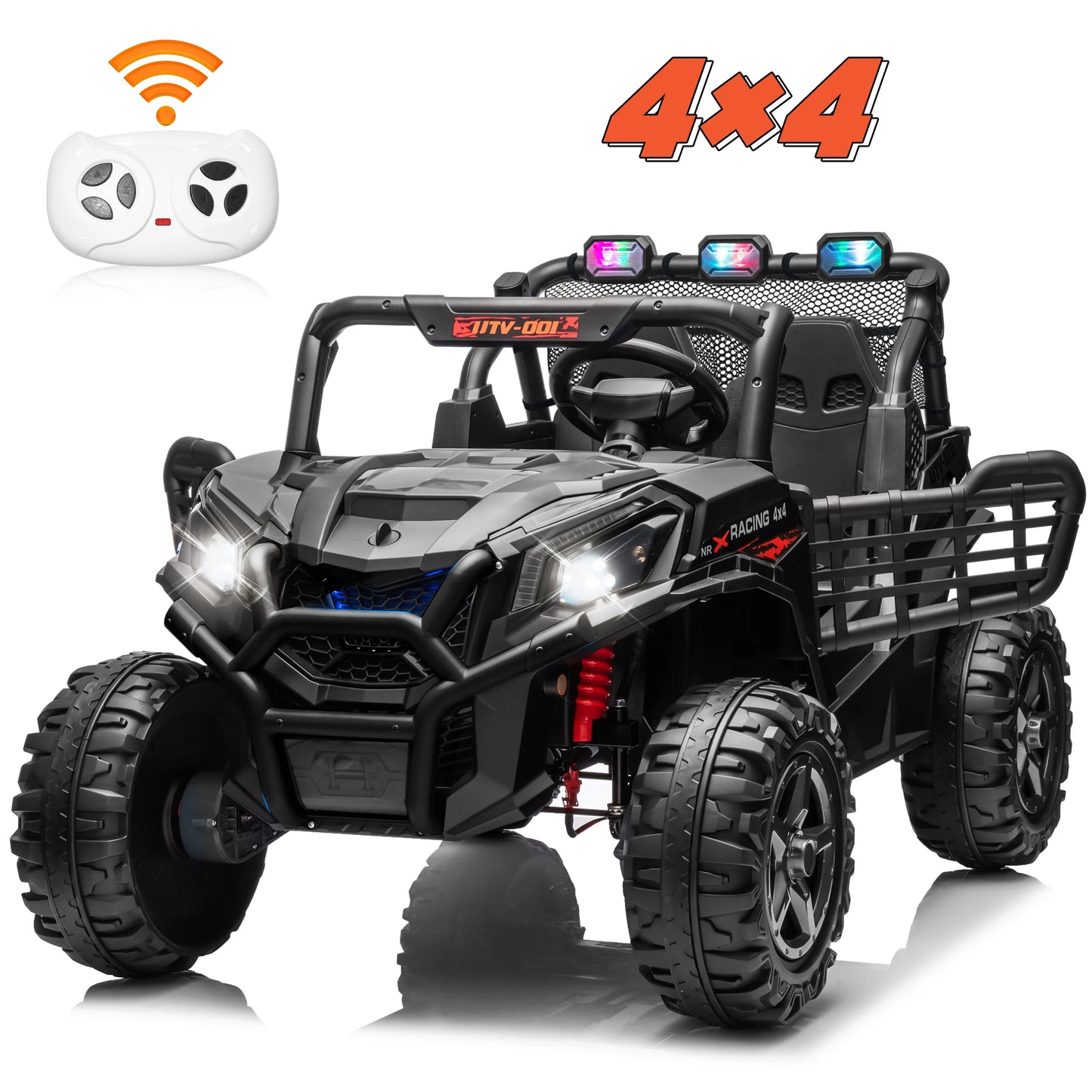 24V XL 2 Seater Car for Girls, 2WD/4WD Switchable Off-Road UTV w/Long-Endurance Battery Power, 3-Speed Remote Controller