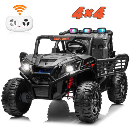24V XL 2 Seater Car for Girls, 2WD/4WD Switchable Off-Road UTV w/Long-Endurance Battery Power, 3-Speed Remote Controller