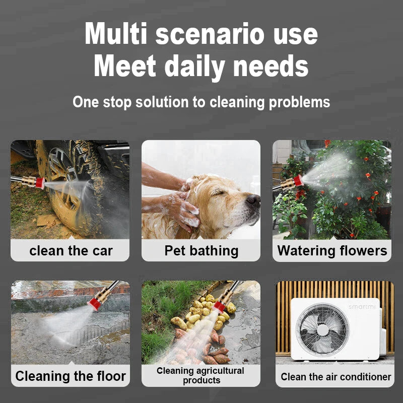 Portable Cordless Handheld High Pressure Wash Gun, 2 Rechargeable Battery Powered, Nozzle Stainless Steel take anywhere camping, boating