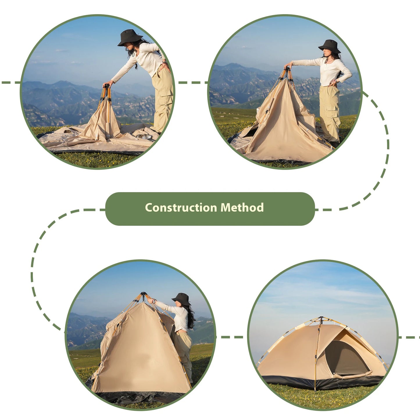 2-4 Person Camping Windproof Tents, Easy To Set Up, lightweight