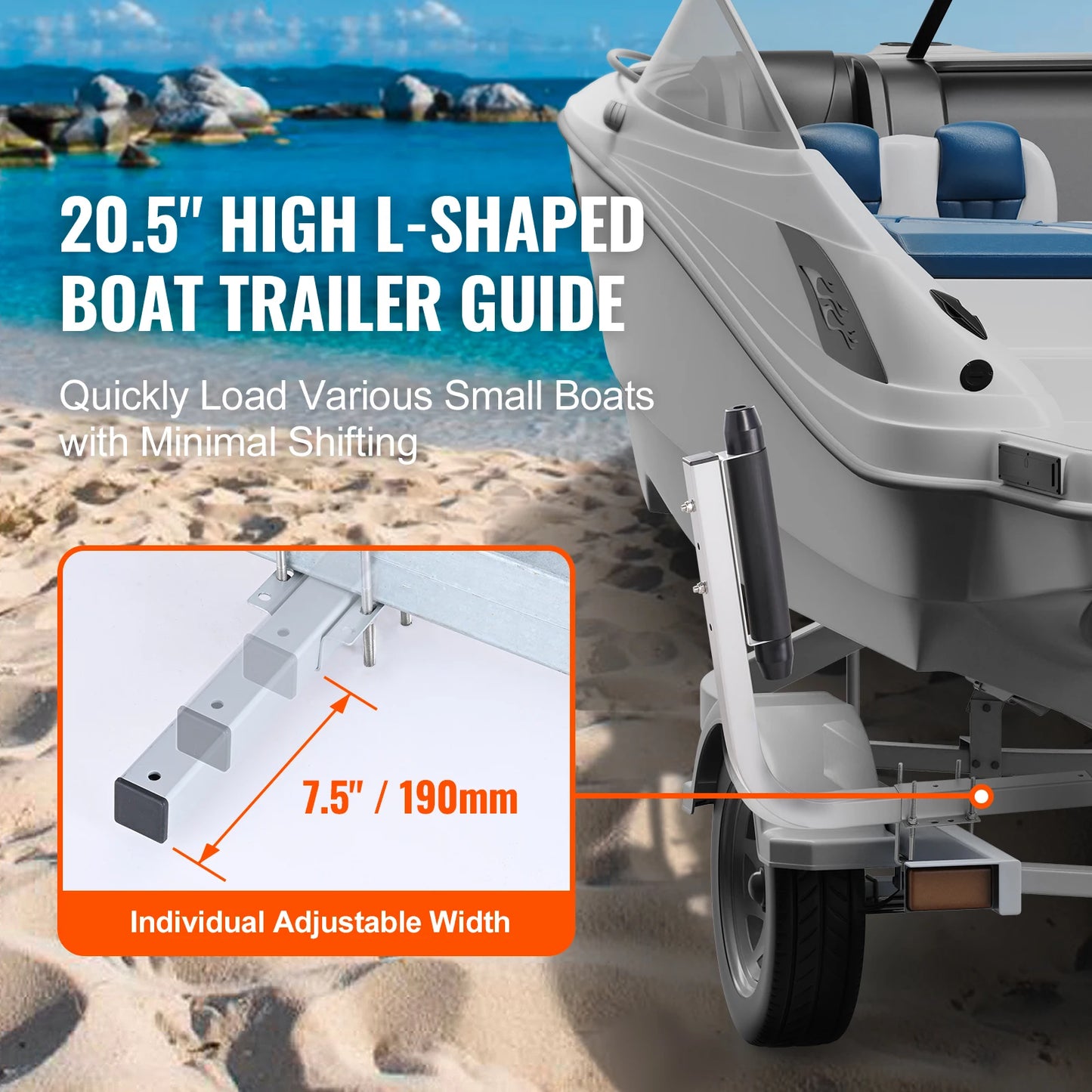 SucceBuy Boat Trailer Guide Adjustable Guide Poles 2PCS Rustproof Galvanized Steel Trailer Guide for Ski Boat Sailboat Trailer