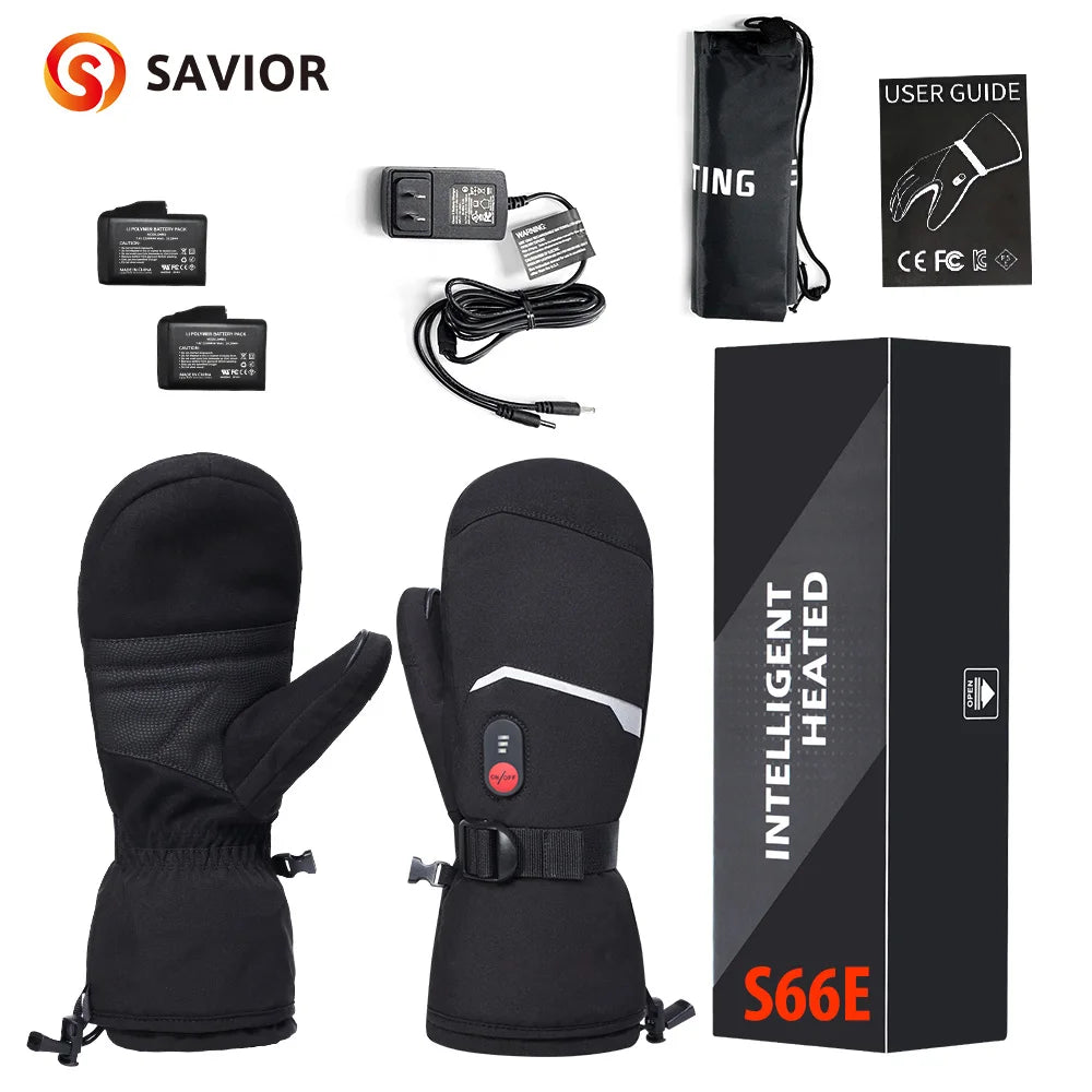 Savior Many Types Mittens Heated Gloves Touch Phone Waterproof Windproof Battery Electric Skiing Gloves Men Women