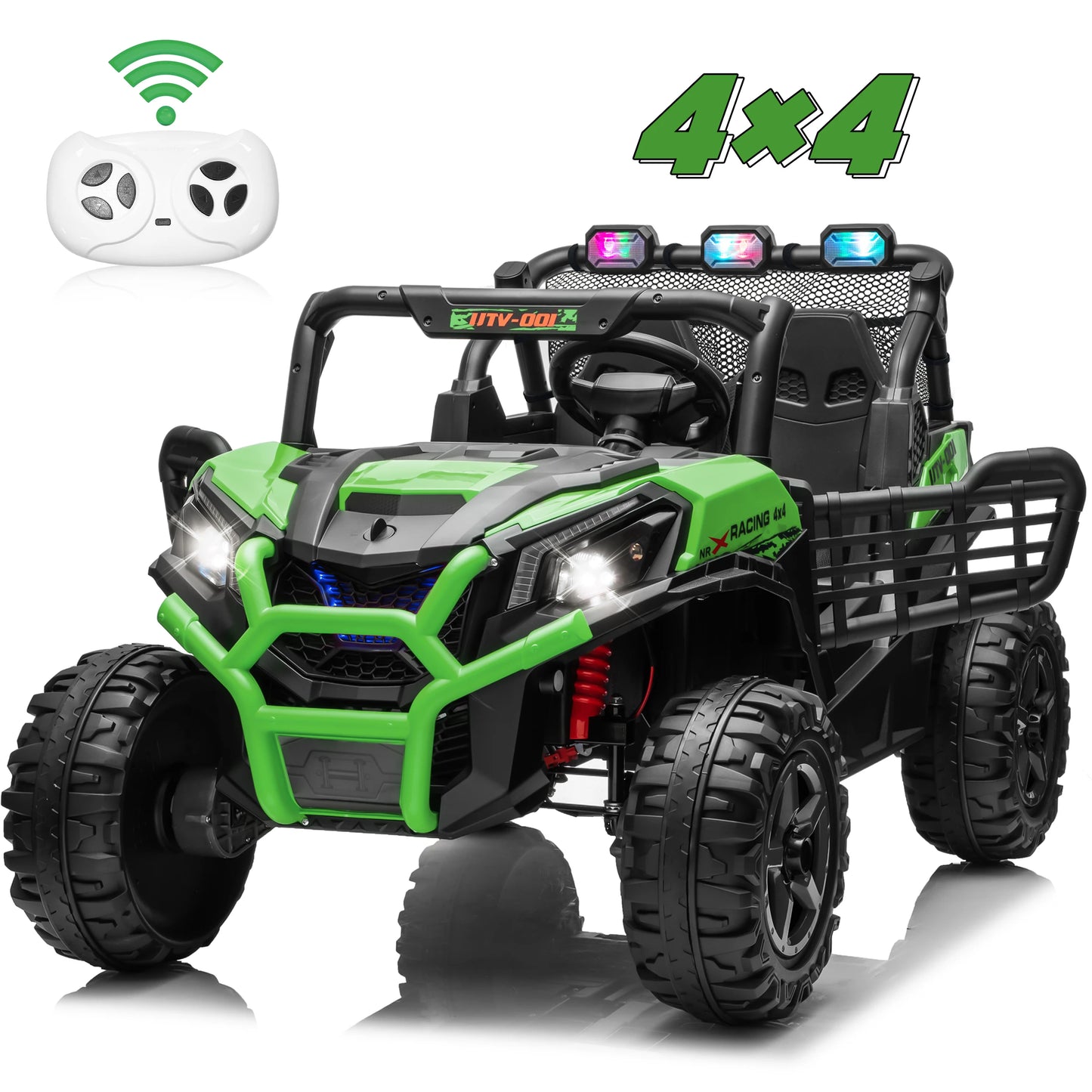 24V XL 2 Seater Car for Girls, 2WD/4WD Switchable Off-Road UTV w/Long-Endurance Battery Power, 3-Speed Remote Controller