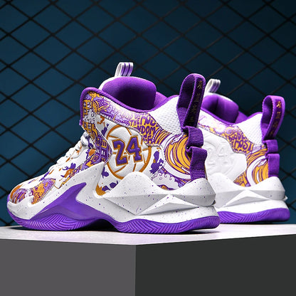Men's Basketball Shoes No-Slip Breathable Outdoor Shoes Fashion Graffiti