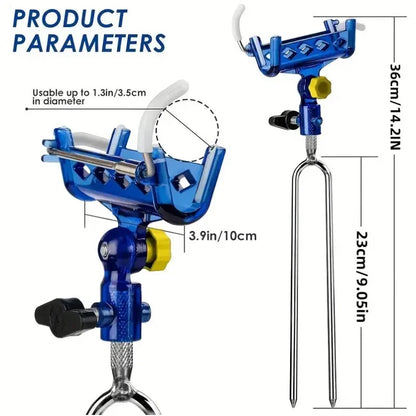 2-piece stainless steel fishing rod holder, 360° adjustable self-lock